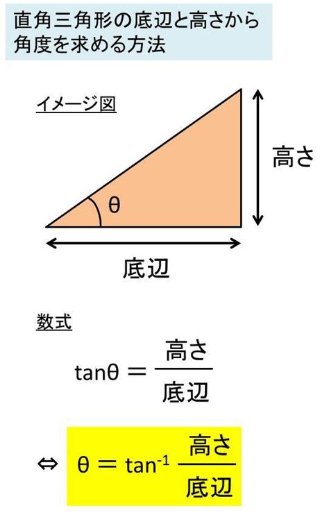 斜對角計算|底辺と高さから角度と斜辺を計算